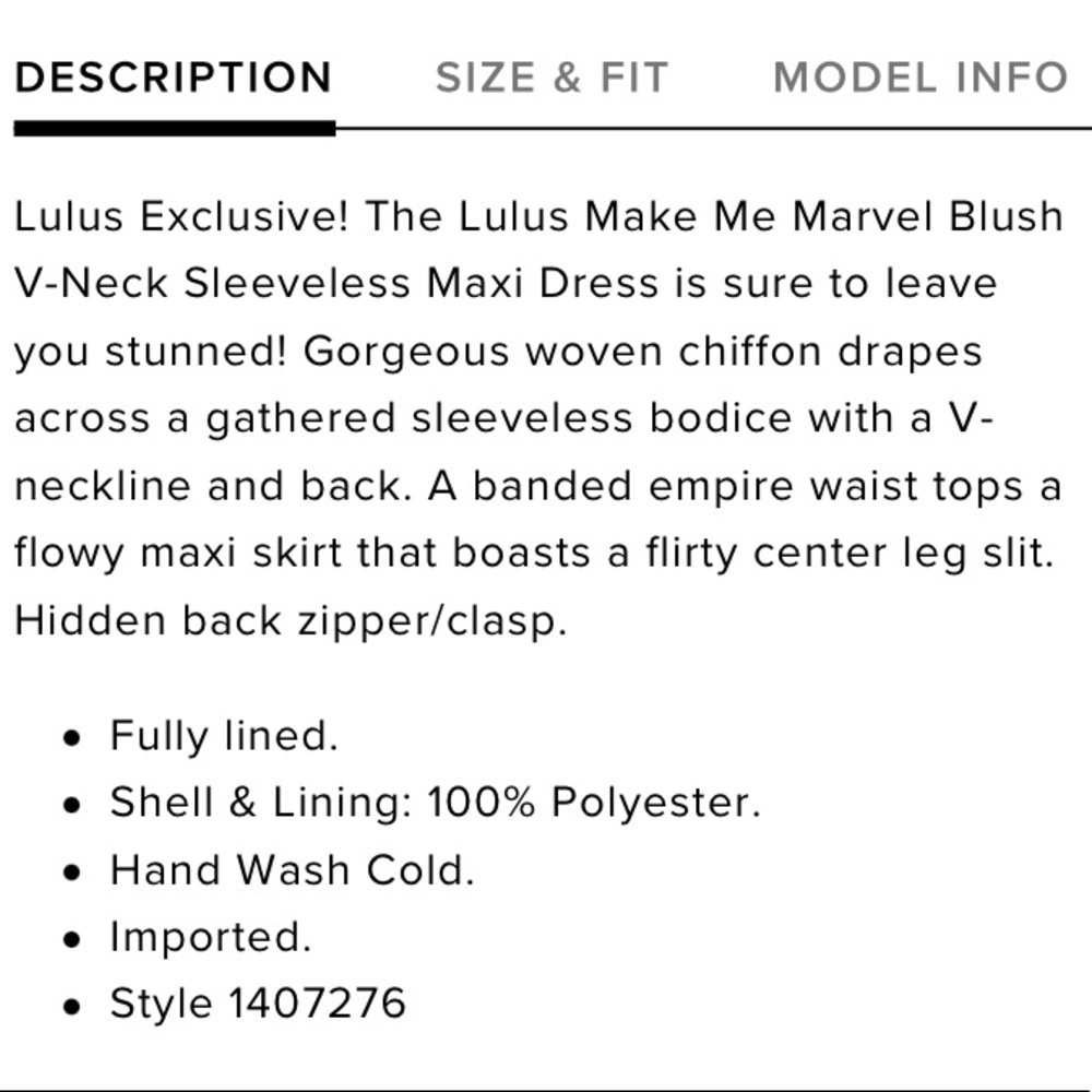 NWT Lulu’s - Make Me Marvel Blush V-Neck Sleeveless Maxi Dress - Picture 5 of 16